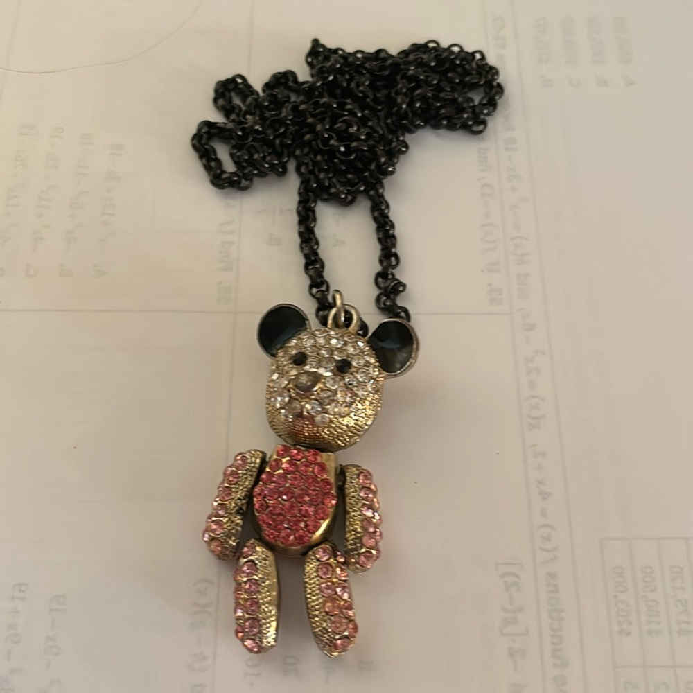 Rhinestone Bear necklace